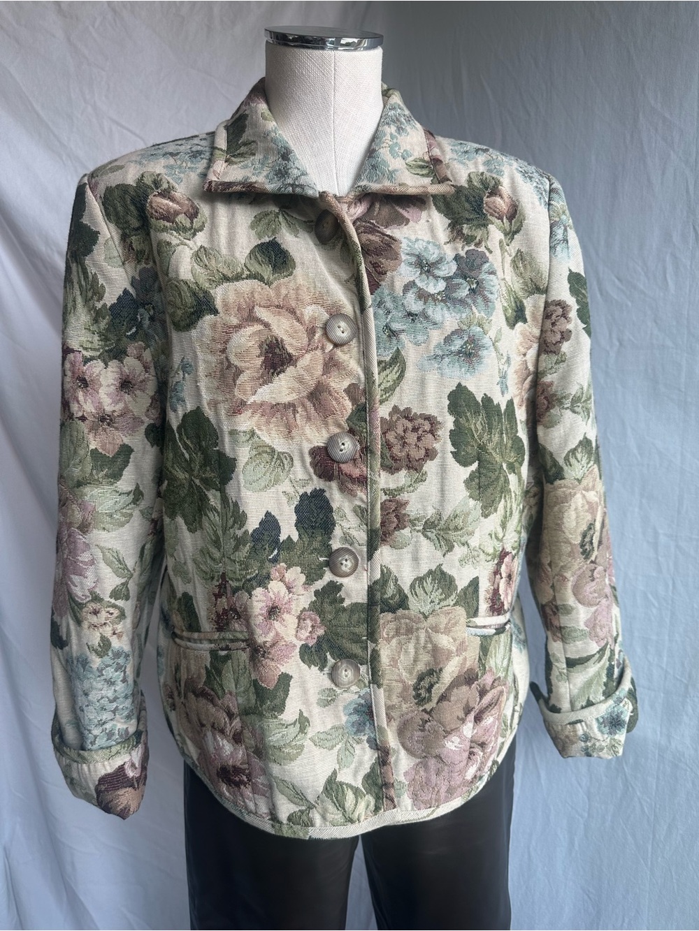 Vintage Napa Valley Tapestry Floral Barn Coat Petite L - Picture 6 of 15